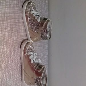 Girls gold glitter high top sneakers